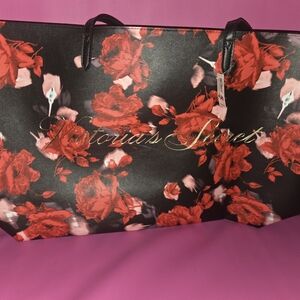 Victoria's Secret Black and Red Floral Tote